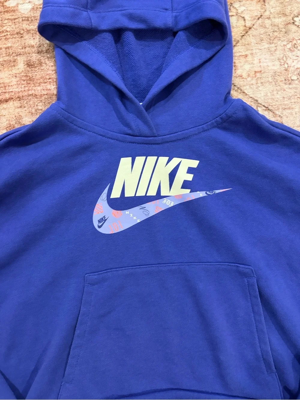 Nike Kids Purple Hooded Pullover Sweatshirt with Logo